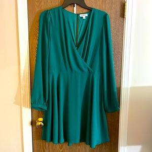 Express faux wrap mini dress dark green size medium